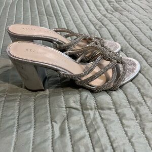 Kelly & Katie Glittering Silver Block Heels